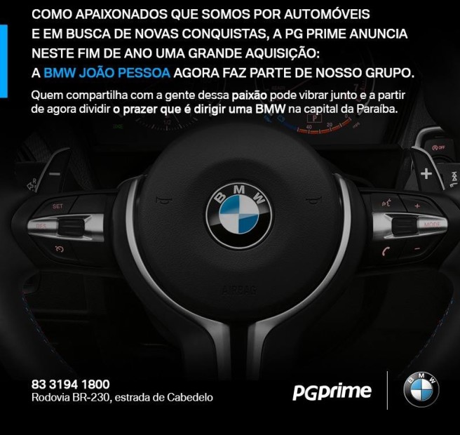 Grupo PG Prime emite comunicado sobre aquisição da BMW em João Pessoa 1