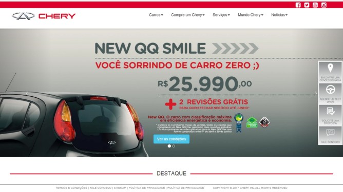 Por R$ 25.990, New Chery QQ é o carro 0km mais barato do Brasil